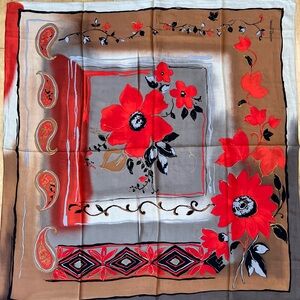 VTG Jacques Esterel Silk Scarf Shawl Wrap Bold Floral & Paisley Print - 34”x33”